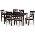 thumbnail image 2 of Baxton Studio Renaud Modern and Contemporary Sand Fabric Upholstered and Dark Brown Finished Wood 7-Piece Dining Set, 2 of 9