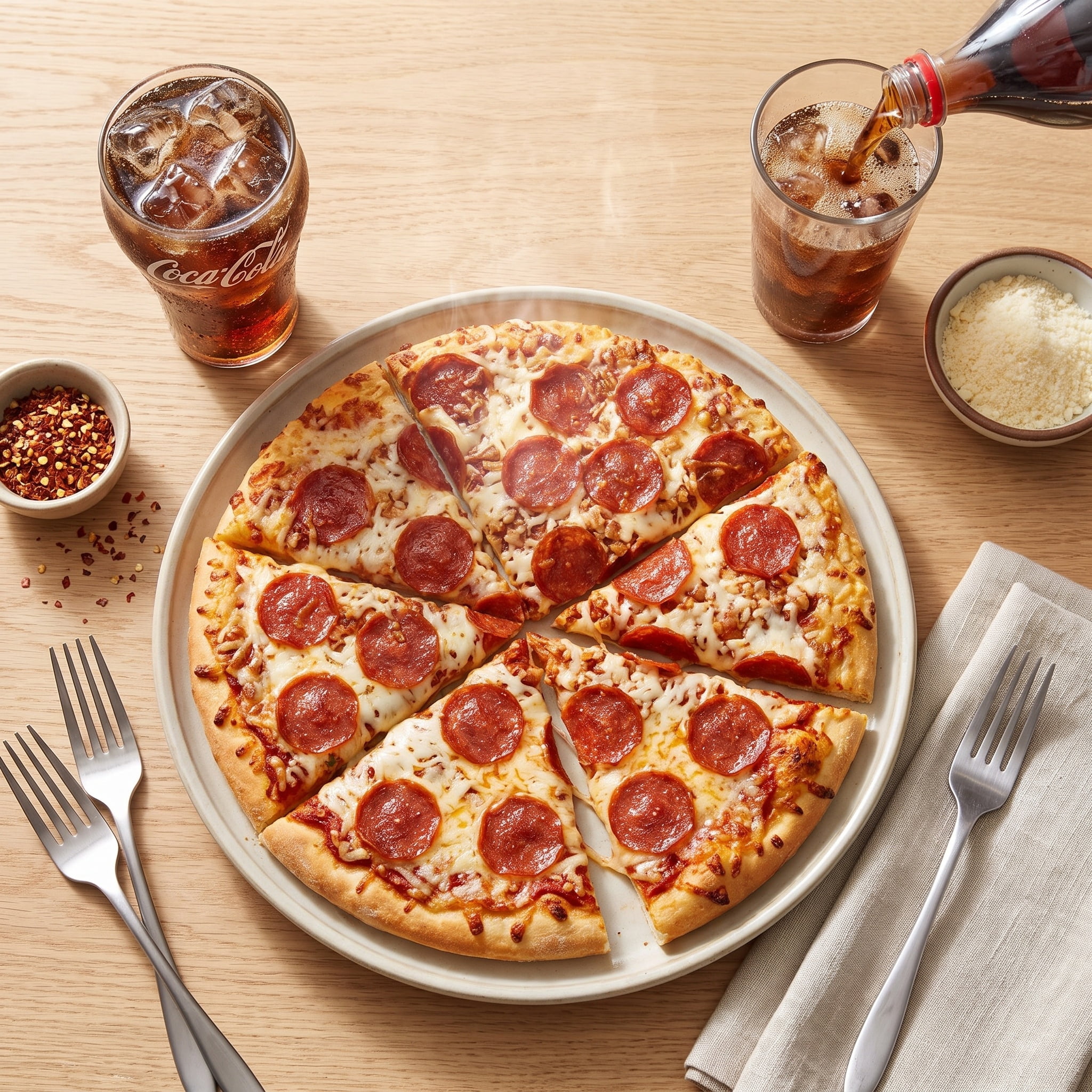 Coca-Cola and Fresh Pepperoni Pizza Meal Bundle