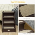 thumbnail image 4 of CoSoTower 4-Level Portable Pet Stairs, Foldable Dog Ramp, Lightweight Cat Steps, with Nonslip Soft Mats, for High Bed, Sofa, Up to 44 lbs, Dark Brown, 4 of 7