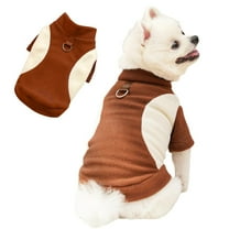 Winter Dog Pullover Sweater Puppy Pajamas,Warm Pet Sweatshirt Clothes With D-Ring For Small Medium Large Dogs Brown L