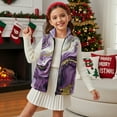thumbnail image 3 of Xoenoiee Purple Golden Marble Print Girls Fuzzy Fleece Vest Trendy Zip Up Sleeveless Sherpa Jacket Stand Collar Winter Coat Outerwear with Pockets, Size 4T, 3 of 7