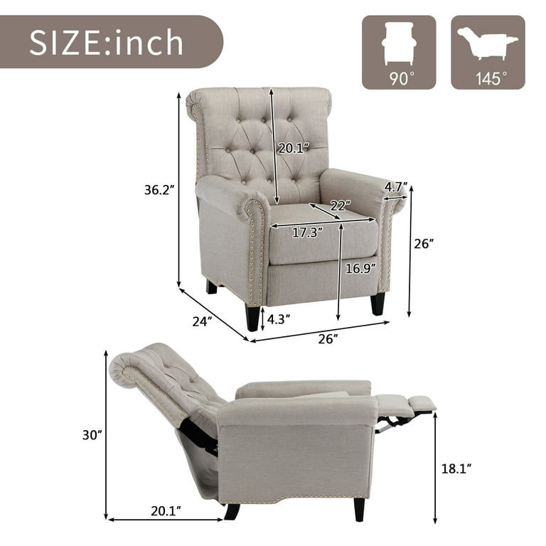 Rankok Recliner Chair for Adults Thickened Sponge Cushion Recliner with  Adjustable Backrest and Footrest Single Reclining Sofa Chair for Living  Room