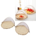 thumbnail image 1 of 2Pcs Food Serving Tent Basket Fly Skeeter Insecct  Bamboo Basket With Dish Mesh Cover Durable Container, 1 of 8