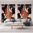 thumbnail image 6 of Japanese Style Kitchen Curtain for Berdoom Living Room Cafe 72 Inch Length, Modern Cranes Cherry Flower Wave Red Brown Tiers Curtains Light Filtering Drapes Window Treatment 2 Panels 52"Wx72"L, 6 of 8