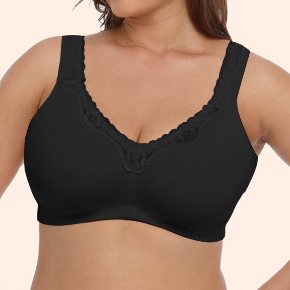 Plus Size Bra For Women Comfortable Breathable Full Coverage Lace Underwire Supportive Tshirt Bras