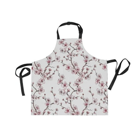 

JSTEL Cherry Blossom Flower Apron with 2 Pockets for Women Men Adjustable Garden Bib