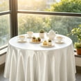 thumbnail image 4 of Round Satin Tablecloth, Party Table Cover, Wedding Dining Decor, Elegant Glossy Drape and Wrinkle Recovery Fabric for Dessert Tables, Wedding Receptions, and Home Dining, 4 of 6