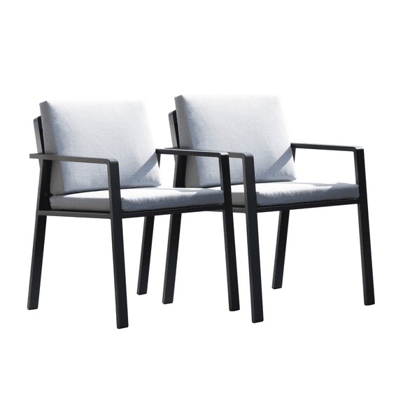 HIGOLD 3801 Nofi Patio Dining Chair with Cushion Set of 2, Outdoor Aluminum Furniture for Garden Living