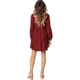 thumbnail image 5 of Womens Tunic Dress Long Sleeve V Neck Casual Loose Flowy Swing Shift Dresses Red Polka Dots M, 5 of 9
