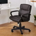 thumbnail image 5 of Classic Leather-Padded Mid-Back Office Computer Desk Chair with Armrest - Brown, 5 of 5