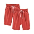 thumbnail image 2 of 2 Pack Shorts for Girls Summer Casual Knee Length Bermuda Shorts Kids High Waisted Drawstring Short Pants Teen Girls Clothes, 2 of 4