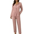 thumbnail image 2 of Xyxonk Womens Pajamas Cozy Button Up Polka Dot Pj Set Long Sleeve Shirt and Womens Pajama Pants Pink Classic Lounge Two Piece Sleepwear Hot Pink 2XL, 2 of 7