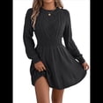 thumbnail image 3 of Vestido Tipo Jersey de Larga con Cuello Alto para Mujer, Informal, Holgado, de Punto Acanalado, Minivestido Corto de Otoño. Negro M, 3 of 10