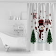 thumbnail image 2 of Christmas Snowman Shower Curtain, 72" x 72", Green Plaid Xmas Tree Waterproof Bathroom Curtain Washable Shower Curtain Set with 12 Hooks, 2 of 6