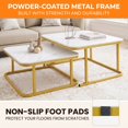 thumbnail image 6 of Square Nesting Coffee Table Set of 2 with Faux Marble Top and Metal Frame, Coffee Table Set, Suitable for Living Rooms, Apartments,White, 6 of 9