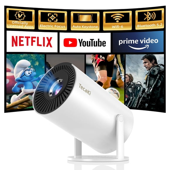 [Netflix Officially Licensed] Mini Portable Projector, 1080P Smart Movie Projector with WiFi and Bluetooth, 180&deg; Rotatable, Auto Keystone & Elect