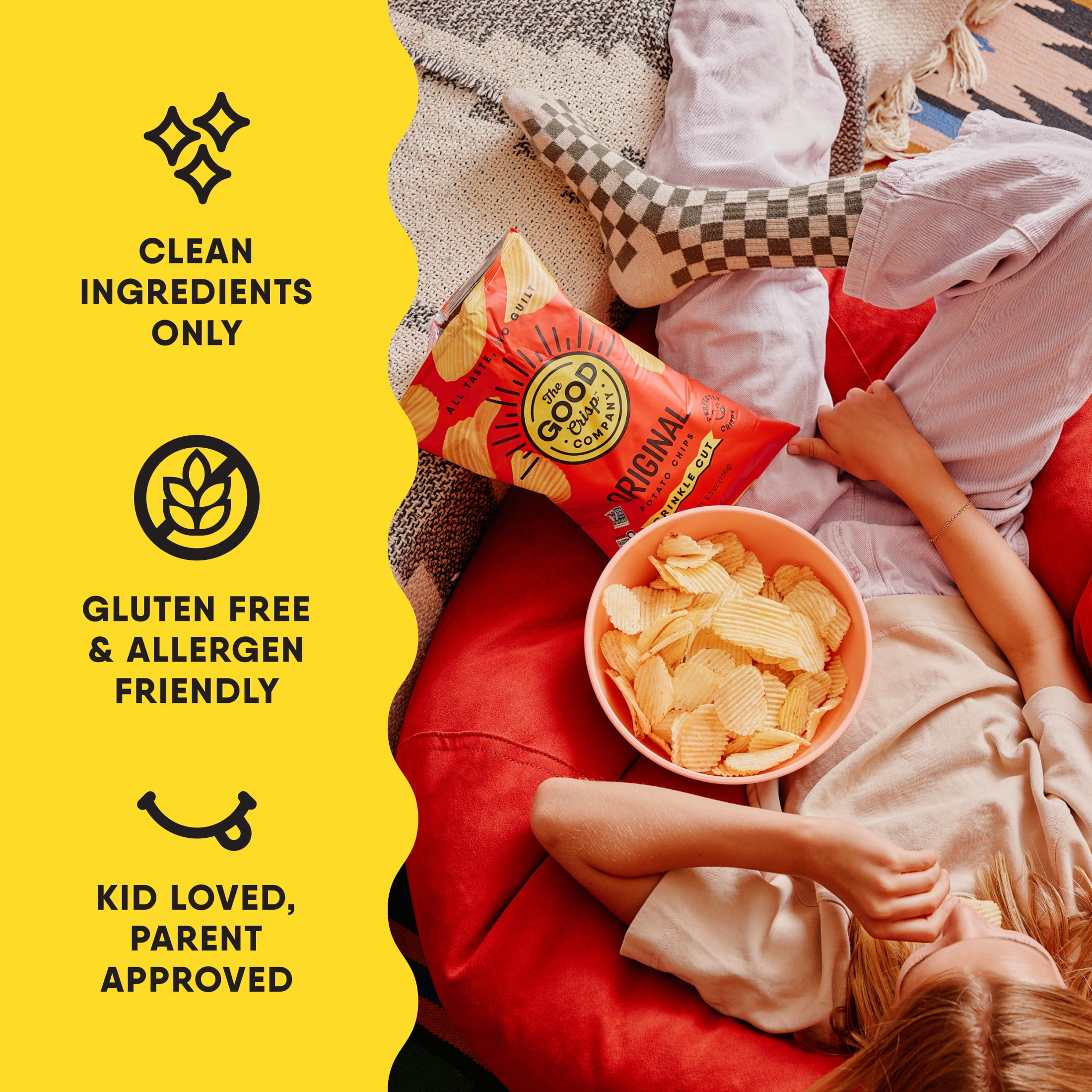 The Good Crisp Company Gluten Free Original Crinkle Cut Potato Chips, 5.5 oz Bag