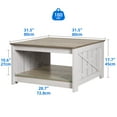 thumbnail image 5 of Dextrus Coffee Table with Storage, Square Wood Farmhouse Coffee Table with Barn Door for Living Room, Grey Wash, 5 of 9