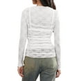 thumbnail image 6 of Biezeib Women Long Sleeve Tops Sheer Floral Lace Ruched Basic Shirt Casual Pullover for Fall Club Streetwear Aesthetic Clothes, 6 of 6