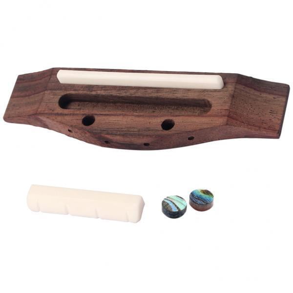 Puente de ukelele,Tuerca de silla de ukelele,Puente de ,Sillín de tuerca ranurada,Partes de ukelele,Piezas de repuesto,Guitarra de ,Accesorios de ukelele,Instrumento de cuerda Hugo Puente de ukelele