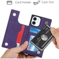 thumbnail image 4 of Crossbody Wallet Case for iPhone 12 Mini with Card Slot Holder,Magnetic Flip Folio Purse,PU Leather with Detachable Lanyard Strap Lattice Pattern Travel Case 5.4 Inch (Purple), 4 of 14