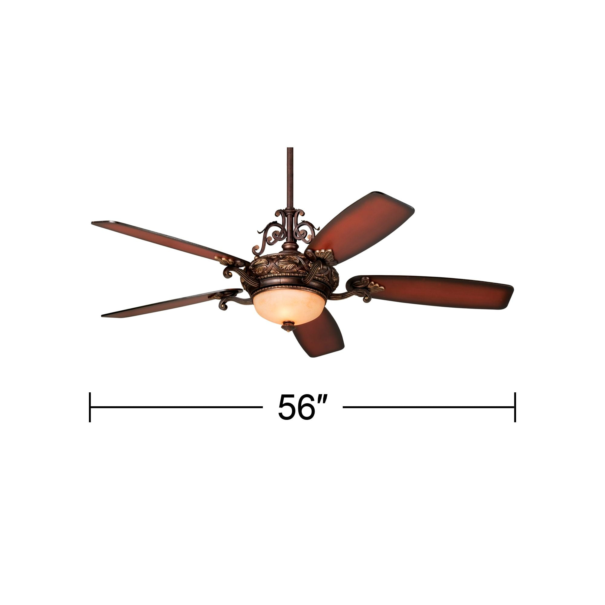 Casa Vieja 56" Casa Esperanza Indoor Ceiling Fan 5 Blade LED Light Remote Control Bronze Gold Motor Teak Finish Blades Bedroom