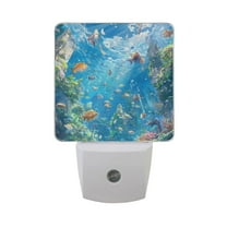 WOBOGO Undersea World LED Night Light 2 Pcs Set 0.5 Watt Wall Plug in Dusk to Dawn Automatic Switch Soft White Light