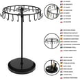 thumbnail image 4 of Black Metal Rotating Jewelery Holder (23 Hooks) - H34.8 x W20.5 cm - Jewelery Display Tower - Necklace, Bracelets, Rings and Earring Holder, 4 of 5
