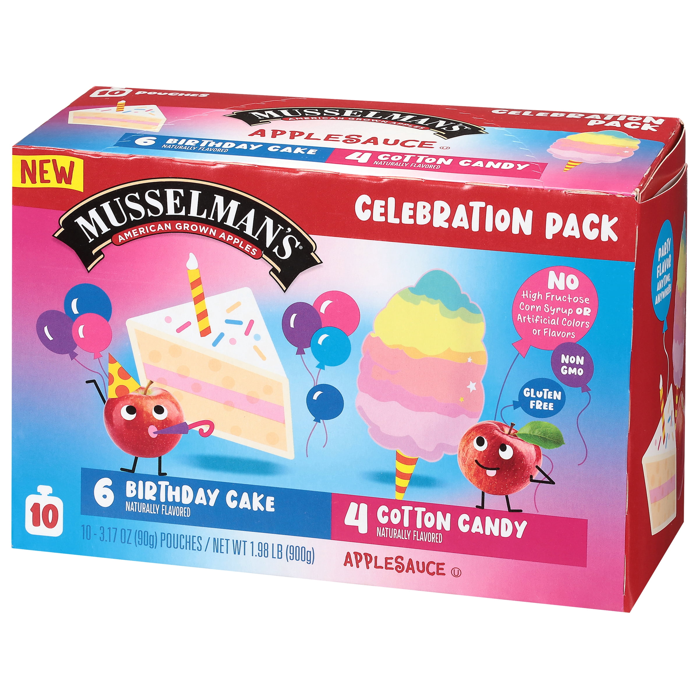 Musselman's Birthday Cake and Cotton Candy Applesauce, 3.17oz, 10 Count