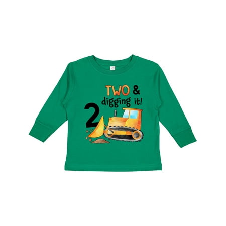 

Inktastic Two and Digging It Bulldozer 2nd Birthday Gift Toddler Boy or Toddler Girl Long Sleeve T-Shirt
