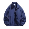 thumbnail image 6 of Women's Windbreaker Jackets without Hood Full Zip Stand Lapel Collar Windproof Waterproof Nylon Fall Coat (L, Navy), 6 of 7