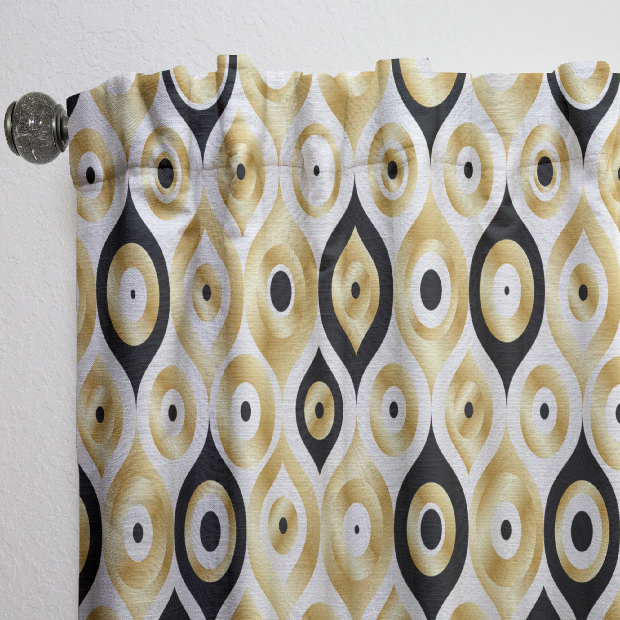 Designart 'Geometrics Golden Art Deco Metallic Luxury' Mid-Century Modern Curtain Panel