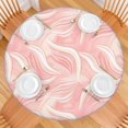 thumbnail image 2 of Pink White Gold Marble Pattern Round Fitted Tablecloth with Elastic Edge,Dining Table Cover Waterproof,Outdoor Round Tablecloth for Camping,Dining,Indoor and Outdoor, 2 of 7