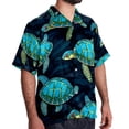 thumbnail image 2 of Turtle Seamless Men's Short Sleeve Spread Collar Button Down Beach Print Casual Shirts, 2 of 6