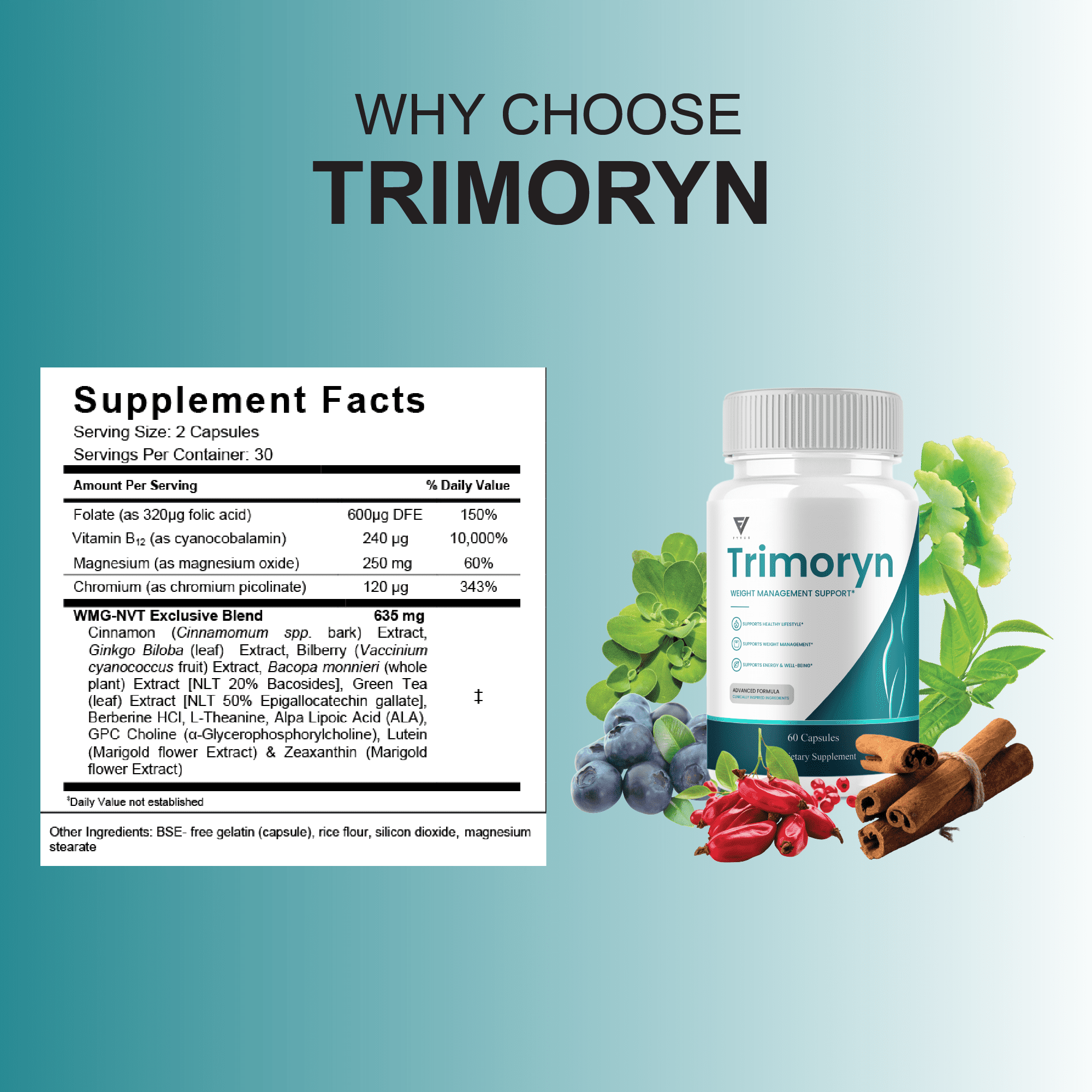 Trimoryn Weight Support, Tri Moryn Keto Supplement (60 Capsules)