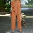 thumbnail image 2 of HBFAGFB Pantsuit for Women Fashion Casual Long Tops Wide Leg Pants with Pockets Daily Wear Coffee Size S, 2 of 5