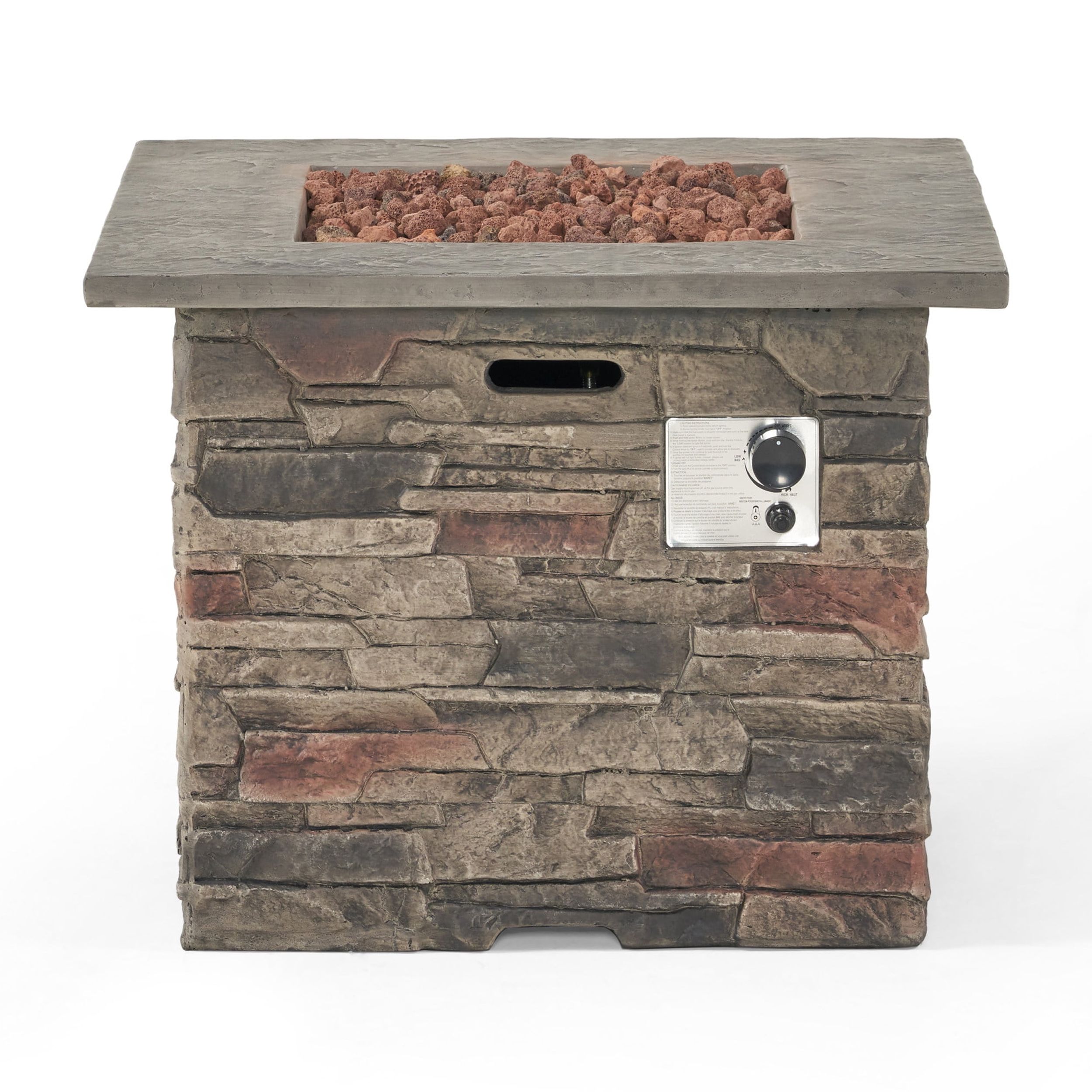 GDF Studio Broadway Outdoor 40,000 BTU Lightweight Concrete Fire Pit, Natural Stone and Gray