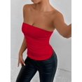 thumbnail image 5 of Women'S Tube Tops Strapless Going Out Crop Tank Top Ruched Bandeau Outfits Sleeveless Y2K Shirts Red M, 5 of 7