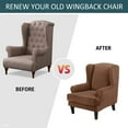 thumbnail image 6 of 2 Piece Stretch Wing Chair Slipcover, Velvet Wingback Chair Cover with Elastic Bottom Wingback Chair Slipcover Soft Removable Washable Armchair Chair Slipcovers -Camel-2 Piece, 6 of 8