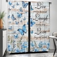 thumbnail image 3 of WNOOHIY Blue Butterfly Flower Wood Texture Background Curtains for Bedroom and Living Room, Set of 2 Panels, 3 of 6
