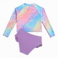 thumbnail image 4 of TOWED22 Toddler Baby Girls Swimsuit Long Sleeve Bathing Suit Rash Guard Swim Suit Bikini Set UPF 50+ Purple,5-6 Y, 4 of 5