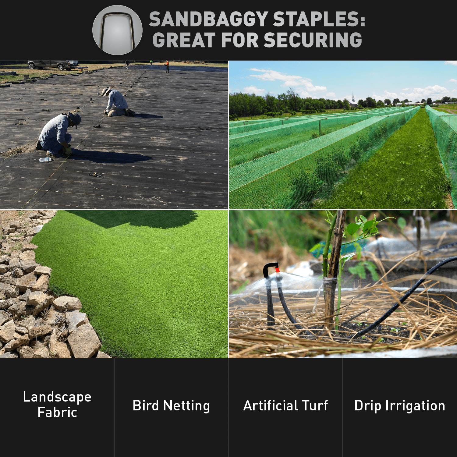 Sandbaggy RUST-FREE 6-Inch Landscape Staples SOD 200 pc Special Round Pins 