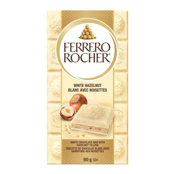 FERRERO ROCHER® Premium Chocolate Bar, White Hazelnut Bar, 90g