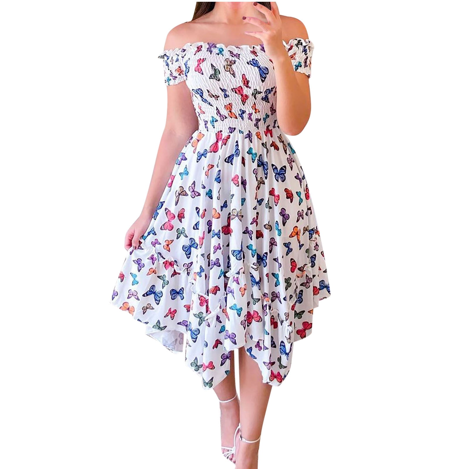 Abcnature Women's Summer Casual V-Neck Off Shoulder Short Sleeve Printed Midi Dress Elegant Asymmetric Floral Cocktail Dress with One Line Neck Design - Chic Party & Daily Wear Dress - Walmart.ca Abcnature Women's Summer Casual V-Neck Off Shoulder Short Sleeve Printed Midi Dress Elegant Asymmetric Floral Cocktail Dress with One Line Neck Design - Chic Party & Daily Wear Dress - Walmart.ca