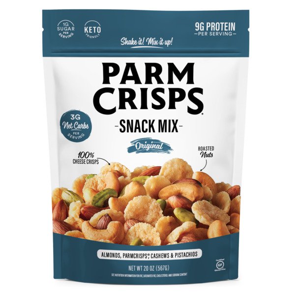 Parm Crisps Snack Mix Original Cheese Crisps and Roasted Nuts, Made Simply with 100 Cheese