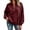 Wine, variant on Horkkom Quarter Zip Pullover Women Solid Color Collared Sweatshirts Loose Comfy Sweatshirt with Pockets S