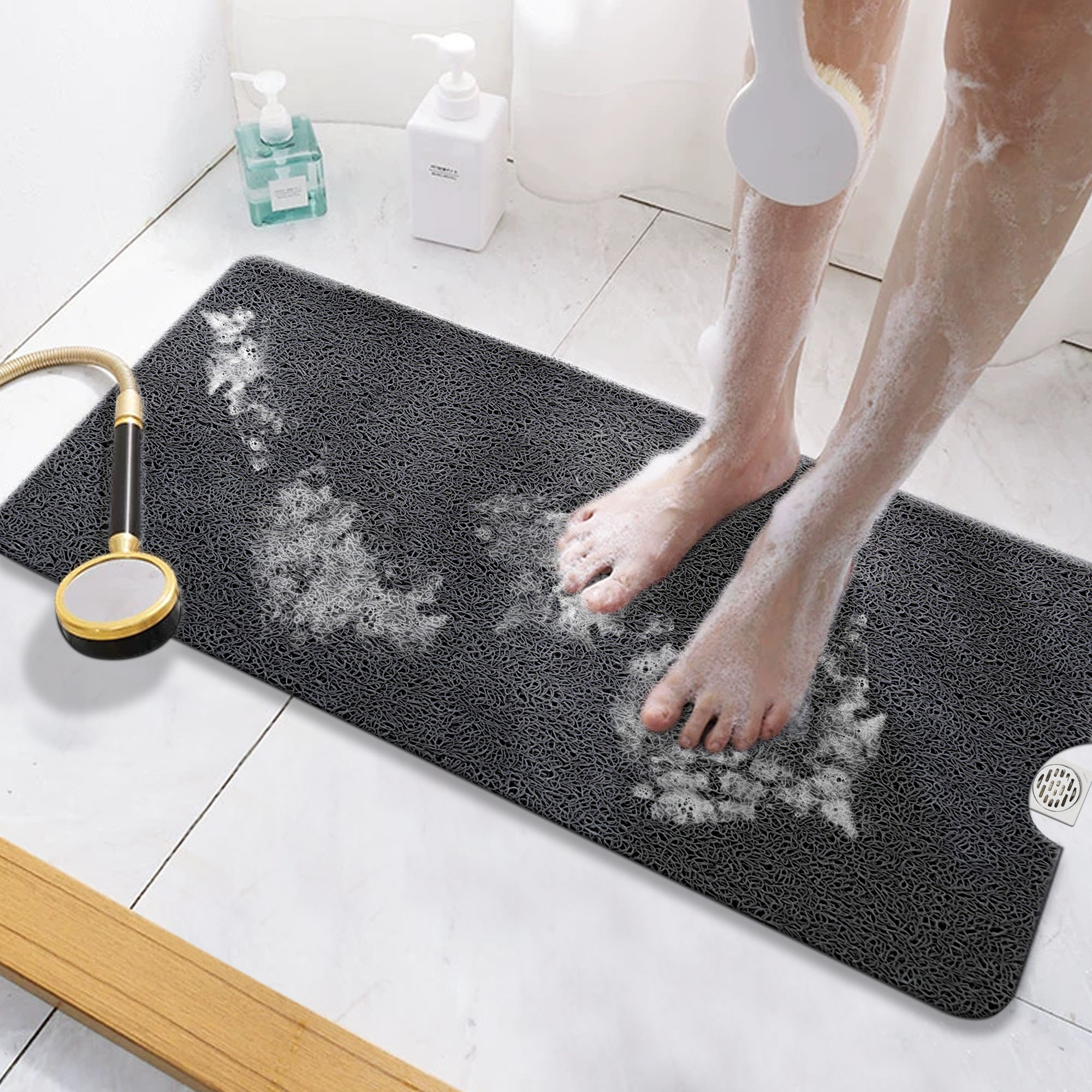 Conlun Non-Slip Bathtub Mat, 40" x 16", Black photo 5