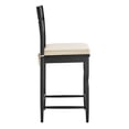 thumbnail image 6 of Jax Oak Wood Counter Stool Wavy Razor Back and Cushion in Black Oatmeal Stripe, 6 of 10