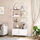 thumbnail image 1 of 4 - tier arched estante de libros con doors para almacenamiento: 71.5 - pulgada de altura industrial freestanding para exposición estante con sturdy metal frame y abiertos estantes para oficina, 1 of 7