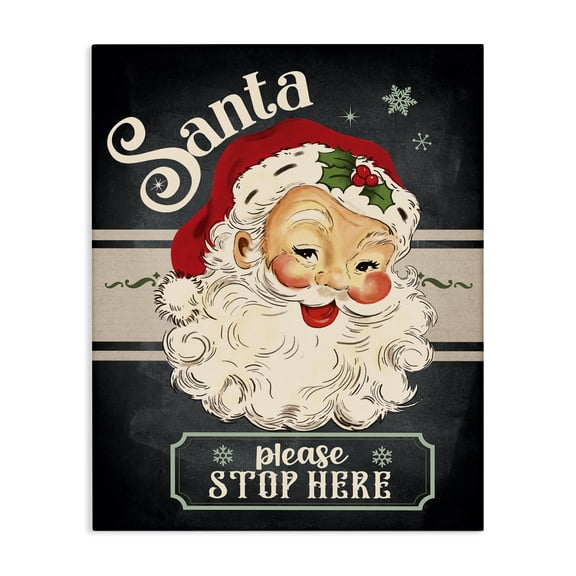 Stupell Industries Cottage Santa Please Stop Here Vintage Smiling Canvas Art, 24 x 30, by Jo Moulton